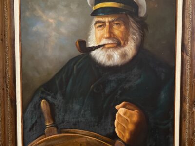 Vintage signed oil painting of a sailor from the front